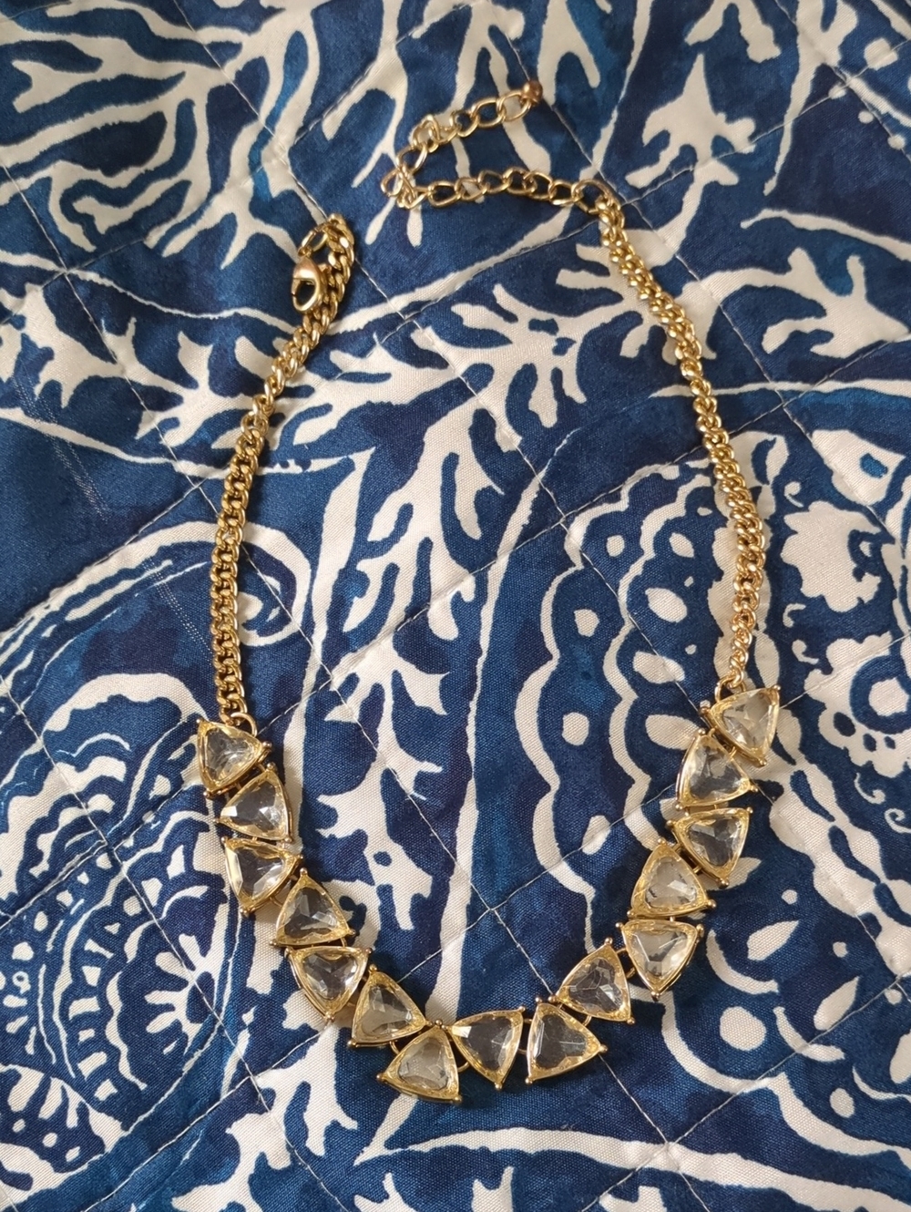 Gold-Tone Clear Crystal Triangle Statement Necklace - Women Jewelry